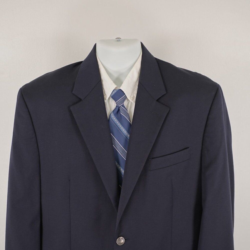 Michael Kors Blue Wool 2 Silver Button Blazer 42R Tagged 42S